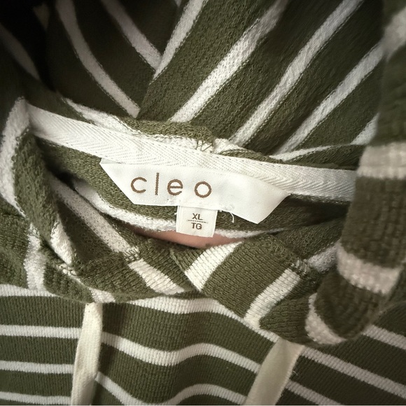 Cleo Olive and White Striped Hoodie - Picture 2 of 7